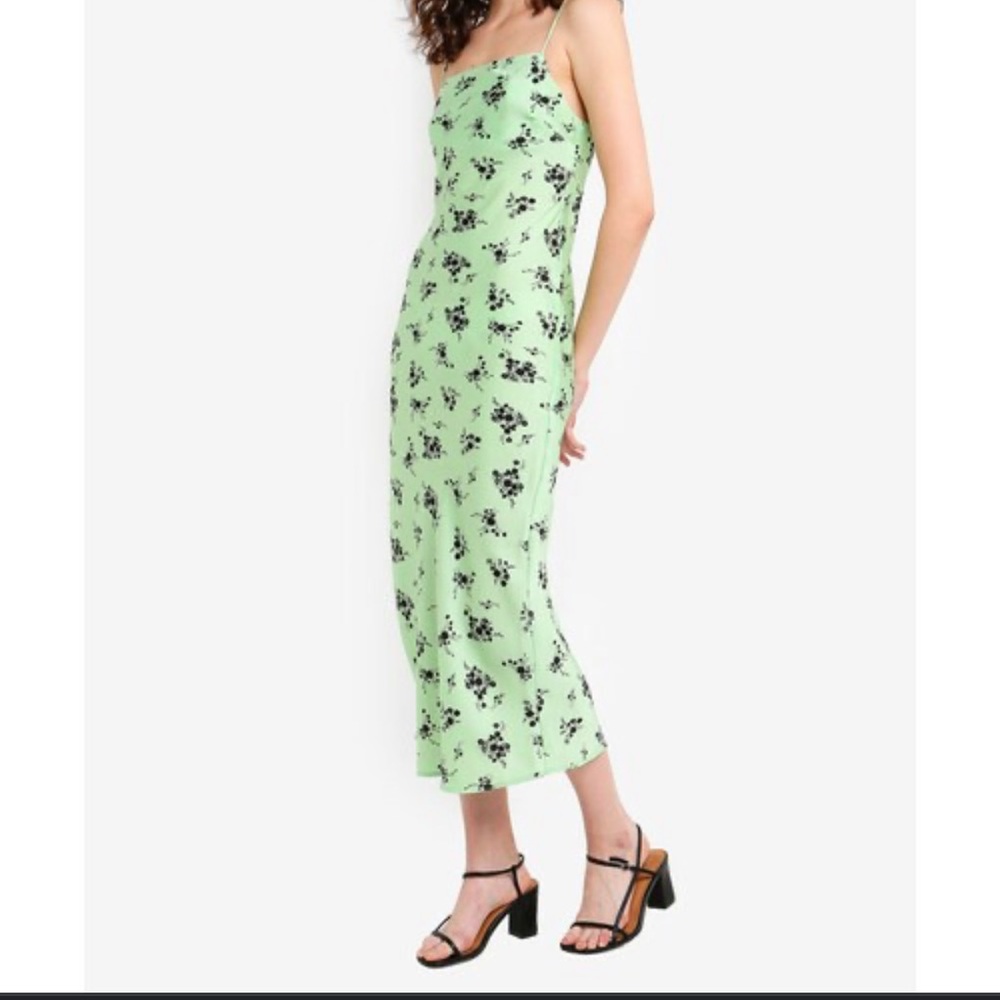 SATIN APPLE GREEN TOPSHOP DRESS